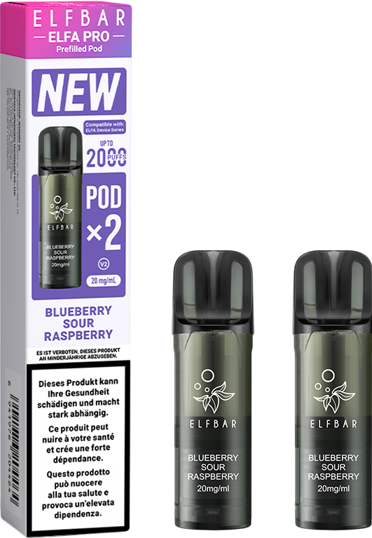 Elfbar Elfa Pro V2 Blueberry Sour Raspberry 2ml 2Pods E-Zigaretten Liquid