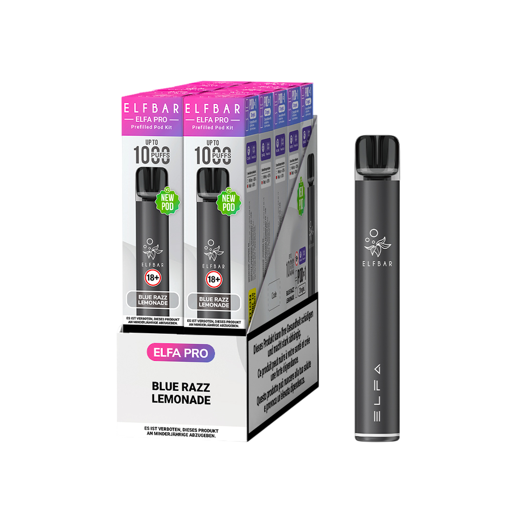 Elfbar Elfa Pro V2 Kit Black Blue Razz Lemonade E-Zigaretten Pods