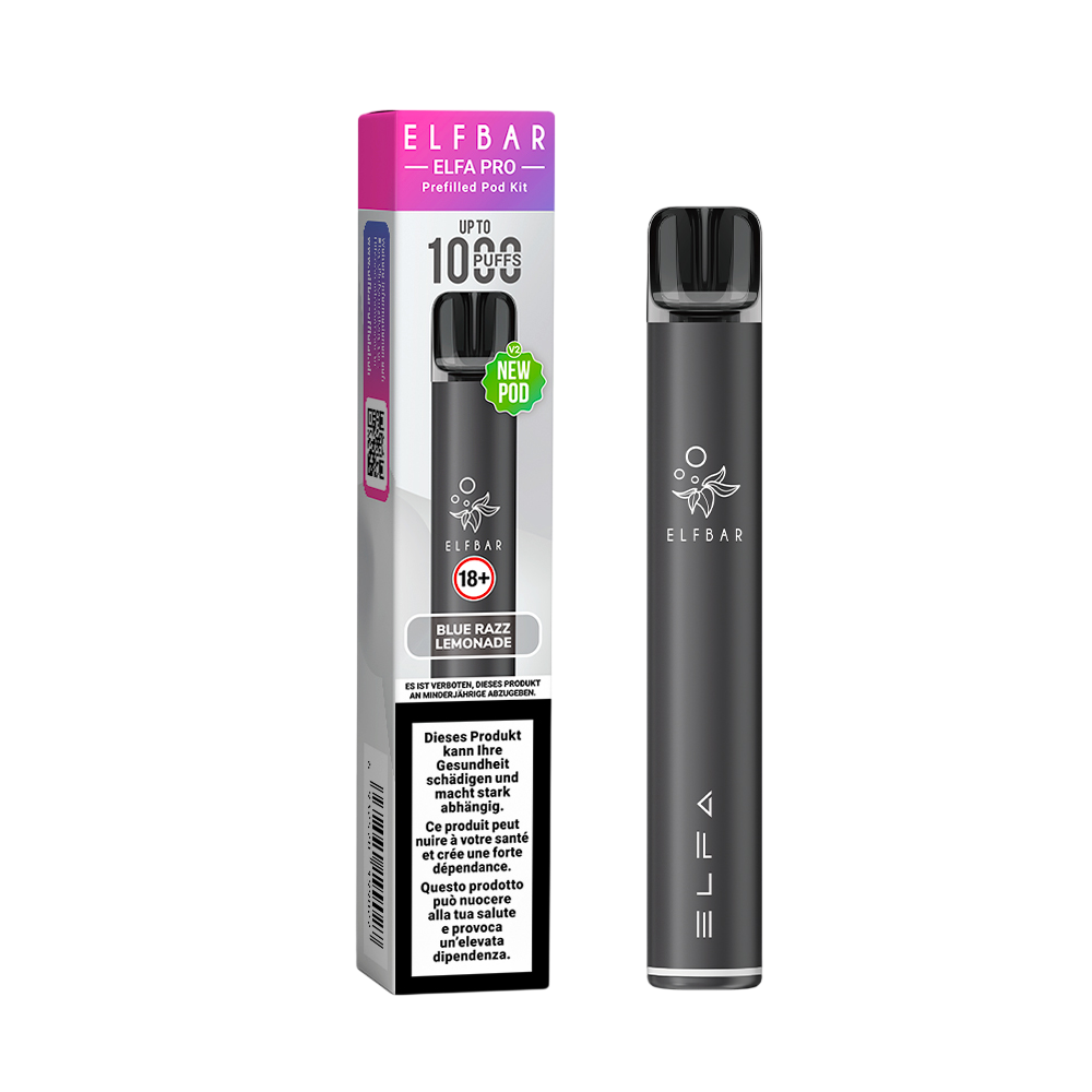 Elfbar Elfa Pro V2 Kit Black Blue Razz Lemonade E-Zigaretten Pods