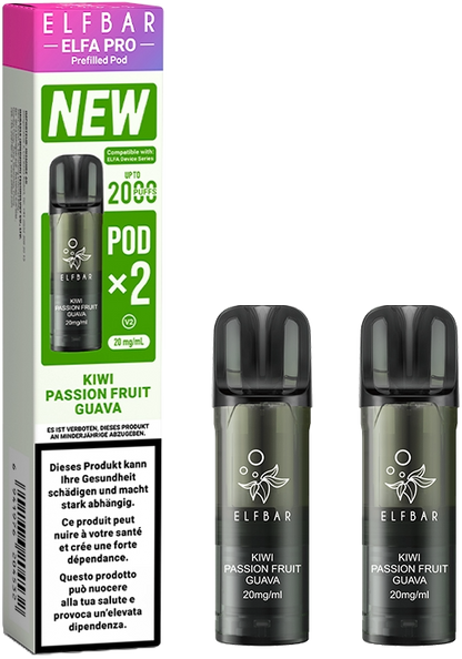 Elfbar Elfa Pro V2 Kiwi Passion Fruit Guava 2ml 2pods E-Zigaretten Liquid