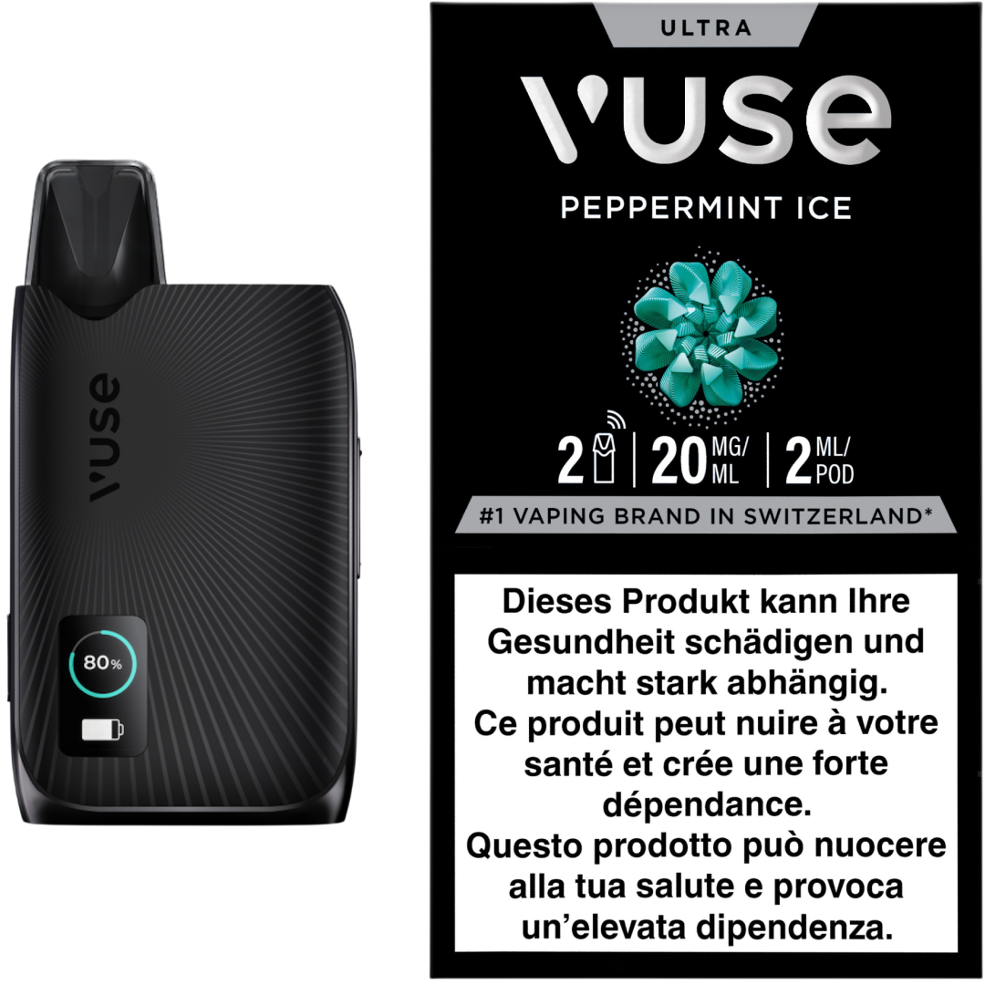 Vuse Ultra Device Kit Black 2 Peppermint Ice Pods E-Zigaretten Pods