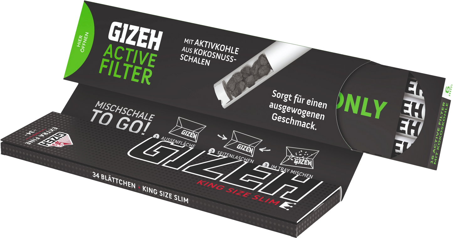 Gizeh Black King Size Slim + Active Filter